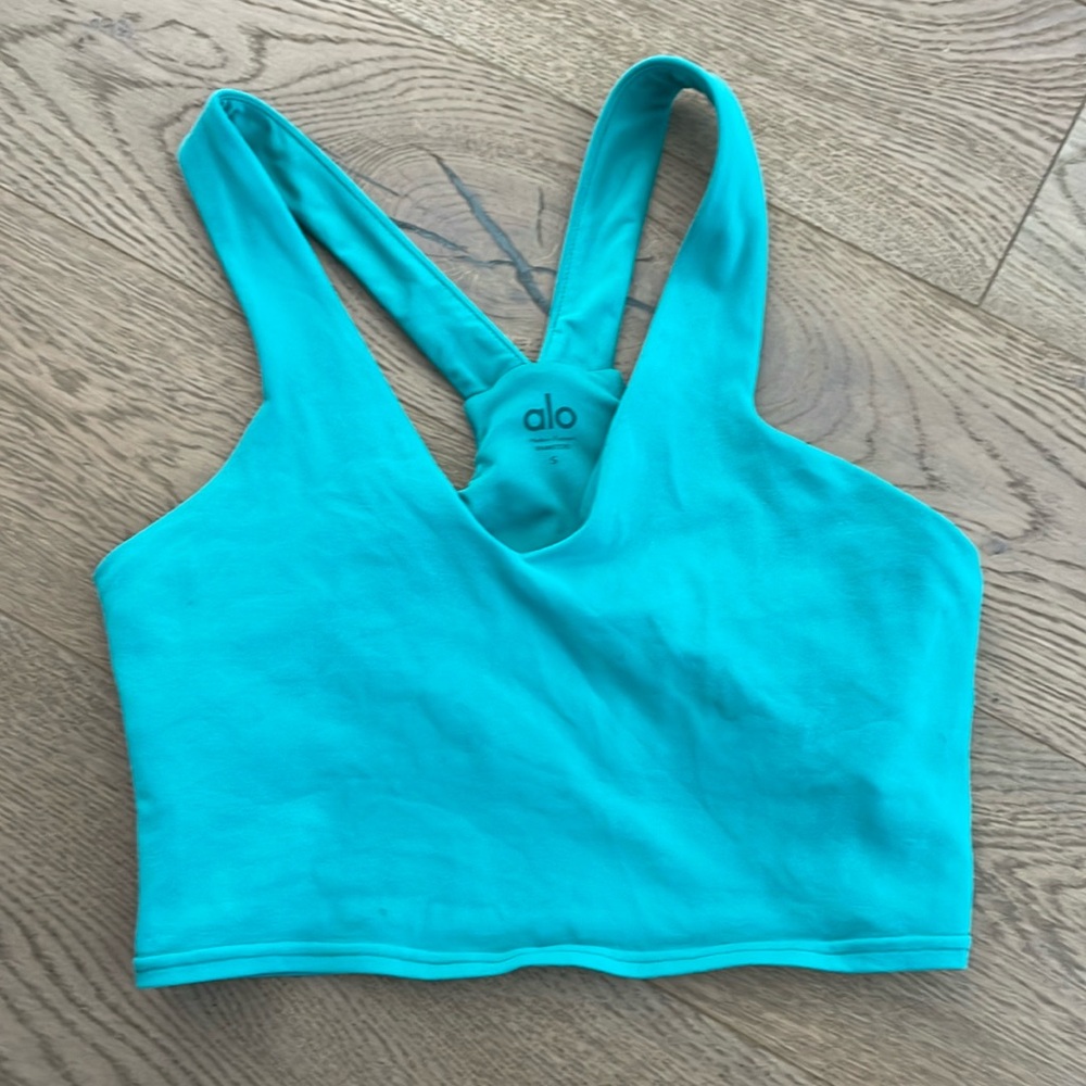 GUC Alo sports bra, teal colored, size S